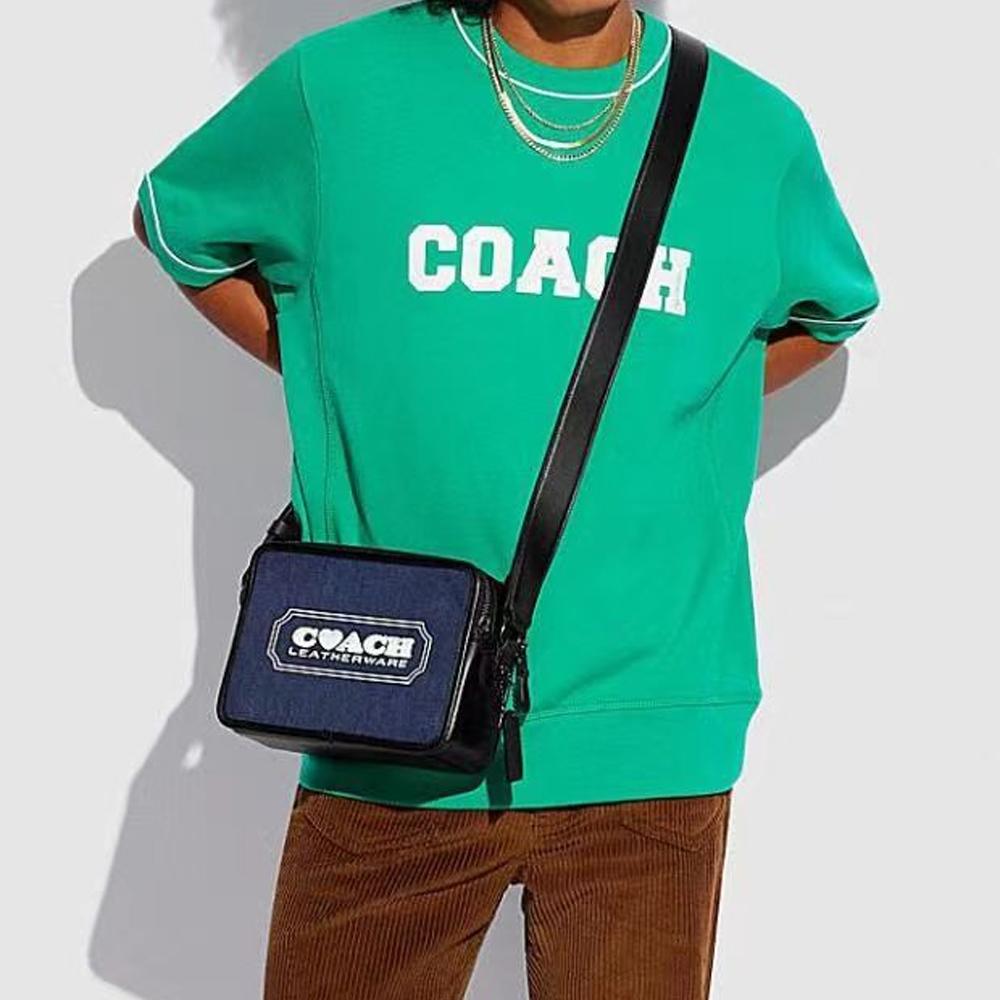 Coach Charter 24 Classic Logo Casual Heart Print Denim Shoulder Bag Camera Crossbody Bag Medium Unisex Bags C3929-DEN