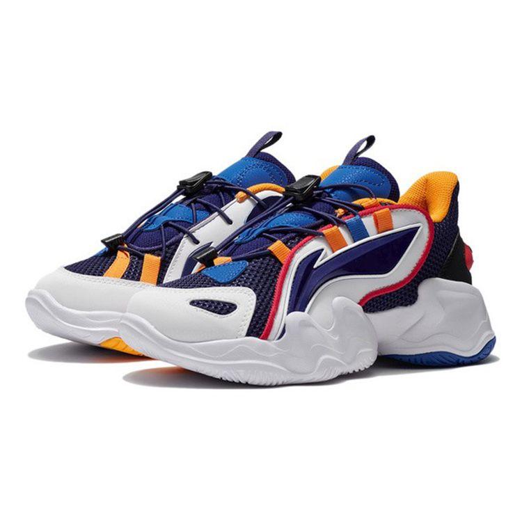 Li Ning Kids Kunpeng Sports Non-Slip Breathable Casual Shoes Kids Casual Shoes White Blue YKCS018-65