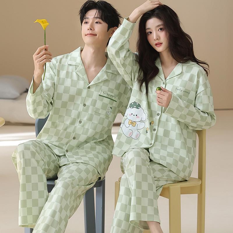 SEE KEAN Spring Couple s Cartoon Print Pure Cotton Pajama Set