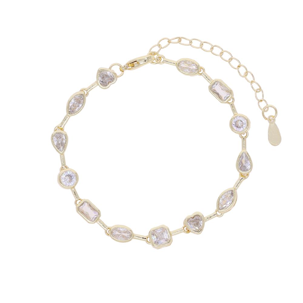 Bezel Set Geometric Shaped Cubic Zirconia CZ Tennis Chain Bracelet Necklace Set