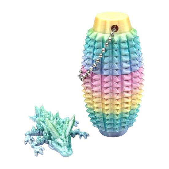 Spiky Grippie Stim Fidget Toy with Articulated Dragon Hand Massager Keychain Stress Relief Pain Stimming Tool Portable Bumpy Roller Sensory Toy