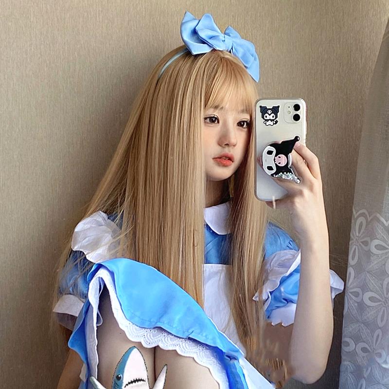 Bybrana Long Straight Hair Brown Wig With Bangs Synthetic Hair  With Wig Female