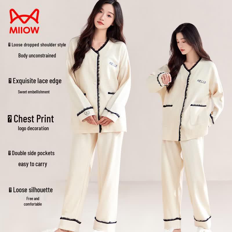 MaoRen Women's Anti-Mite Pure Cotton Pajama Set