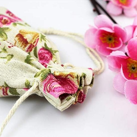 30 шт. Натуральный джутовый мешочек с кулиской из роз 3,9 x 5,5 дюймов/10x14 см Мешковина Льняной мешочек для свадебного торжества Джутовый подарочный мешочек