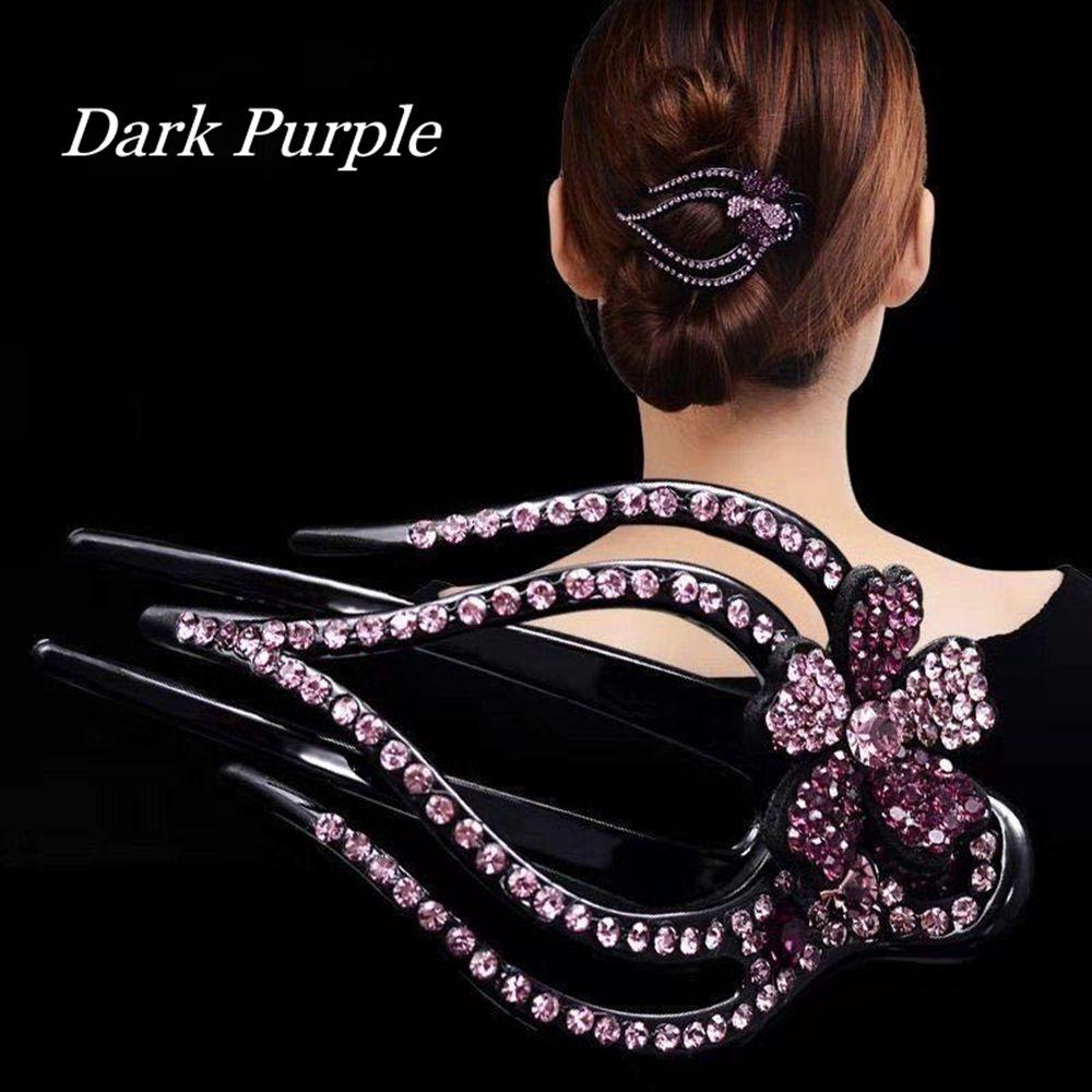Shiny Hairpins Flexible Headwear Rhinestone Hair Clip Heart  Flower Acrylic Hollow Claws