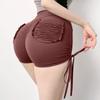 Summer Fashion High Waist Lace Up Sports Shorts Women's Hip Lift Tight Elastic Pocket Yoga Fitness Shorts