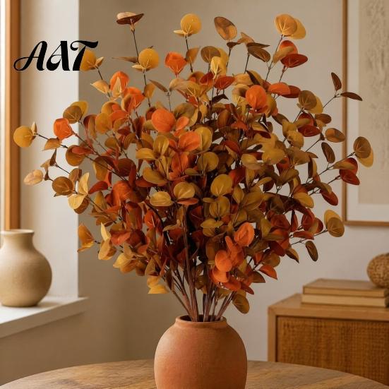Boho Thanksgiving Greenery Decor Fall Eucalyptus Stems, Artificial Leaves, Fake Branches, Harvest Home Flowers for Wedding Centerpiece Autumn