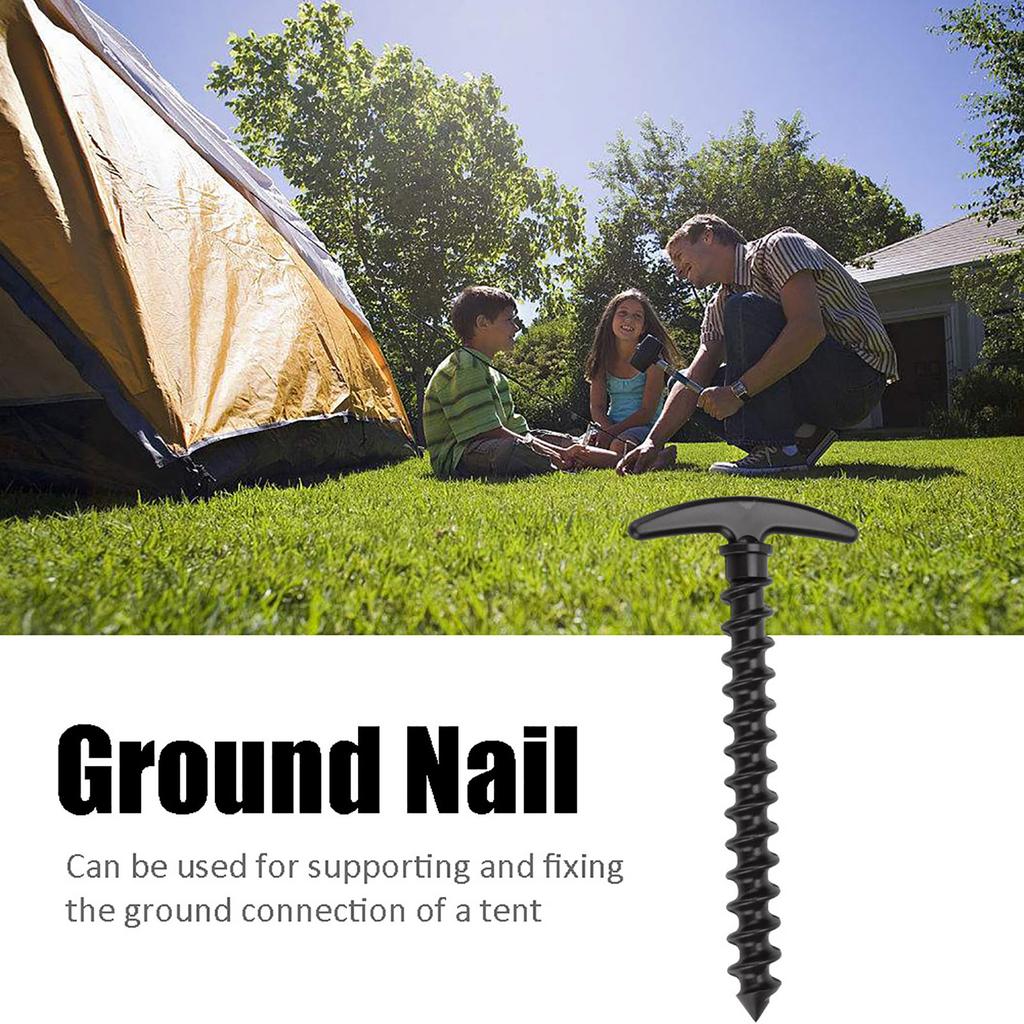 5pcs Nylon Outdoor Camping Trip Tent Peg Ground Nails Screw Nail Stakes (Black)