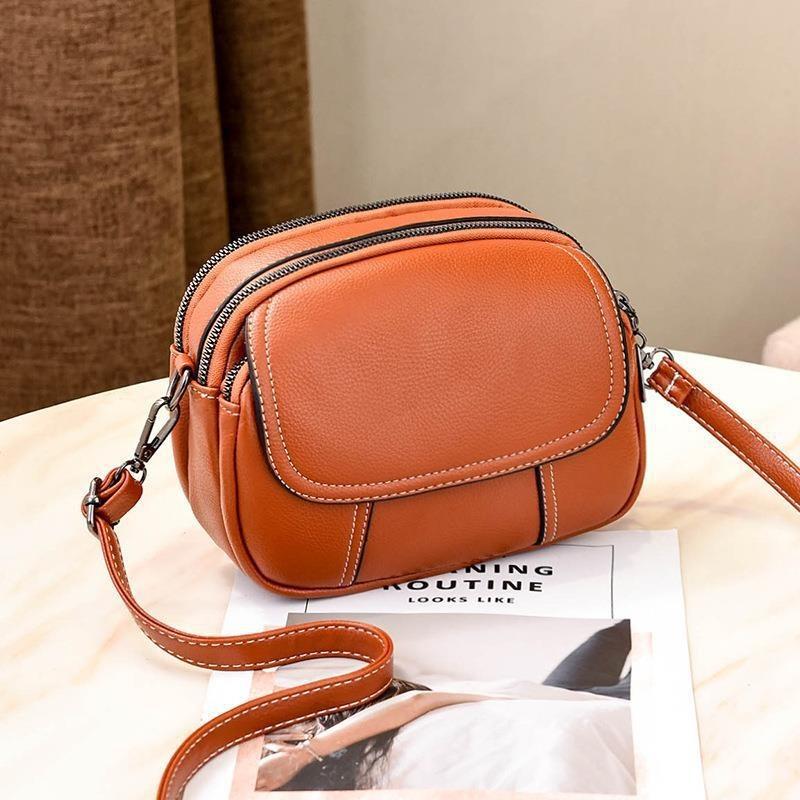 2023 New Pure Color Small Bag Soft Leather Women's Bag Fashion Casual Crossbody Bag