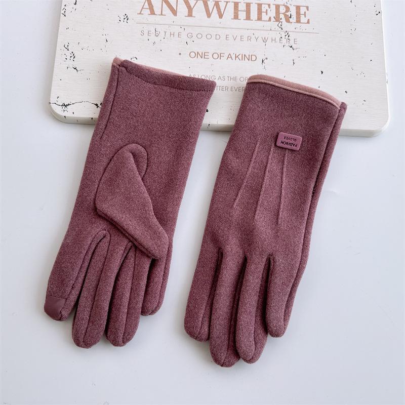 Autumn and Winter Thermal Gloves Inner Fleece Touch Screen Outdoor Riding Gloves Hairy Small Label Rabbit Fleece Gloves
