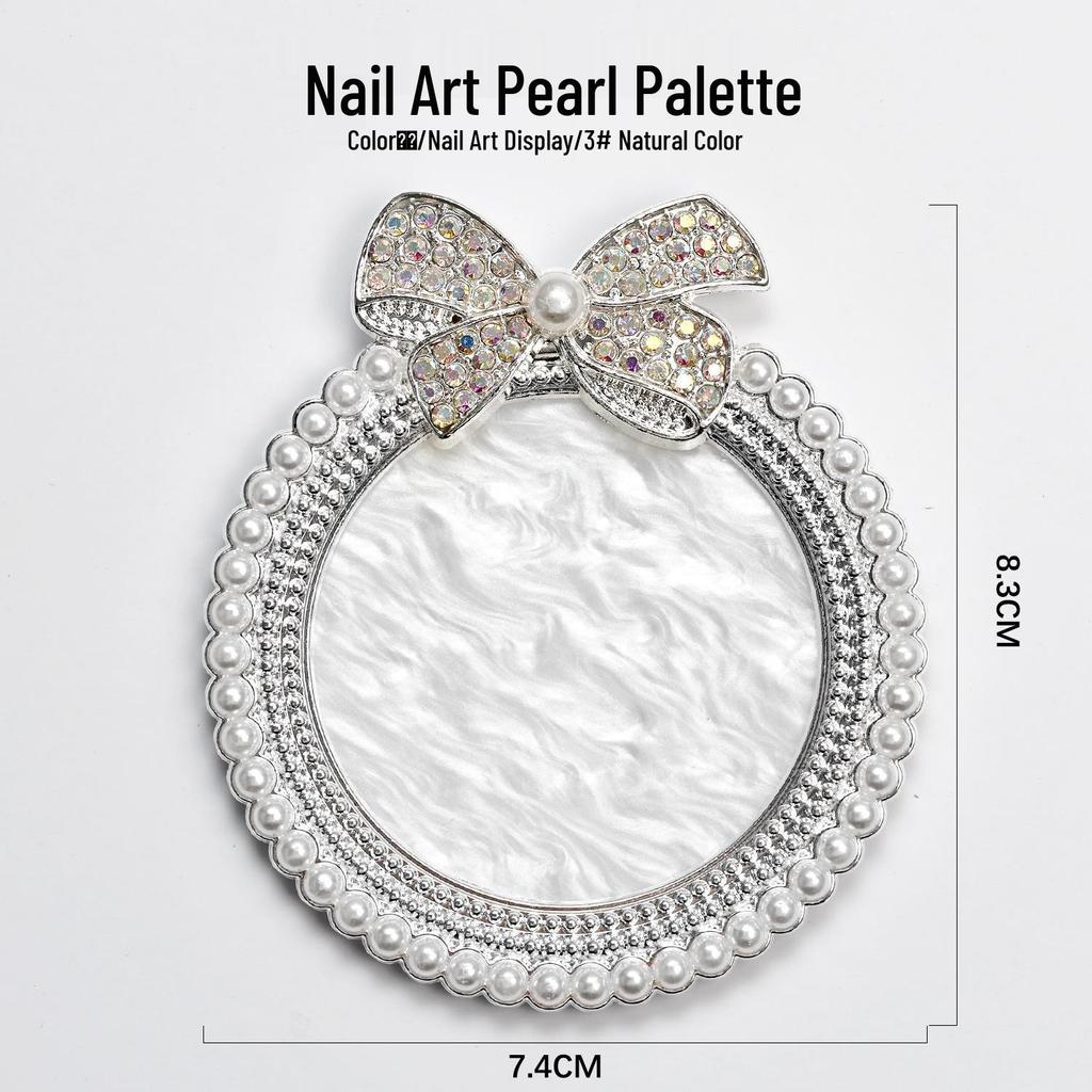 Gold Rim Pearl Rhinestone Bow Agate Resin Nail Art Display Board