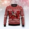 Full Print Horse Through Snata Claus Ugly Christmas Sweater For Men Women New In Pullover Sweatshirts Clothes Men's Xmas Jumper