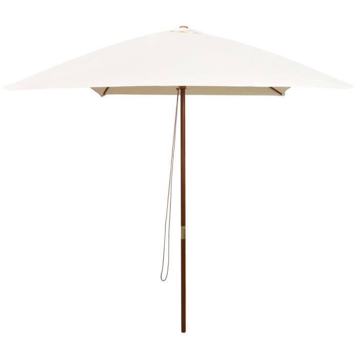Rectangular Wooden Parasol 200 X 300 Cm - VIDAXL - Cream White - Manual