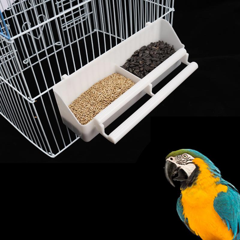 Large Double Grid Stand Bird Feeding Trough Parrot Feeder Compartment Pigeon Sparrows Bird Feeder With Standing Pole Pet Supplie