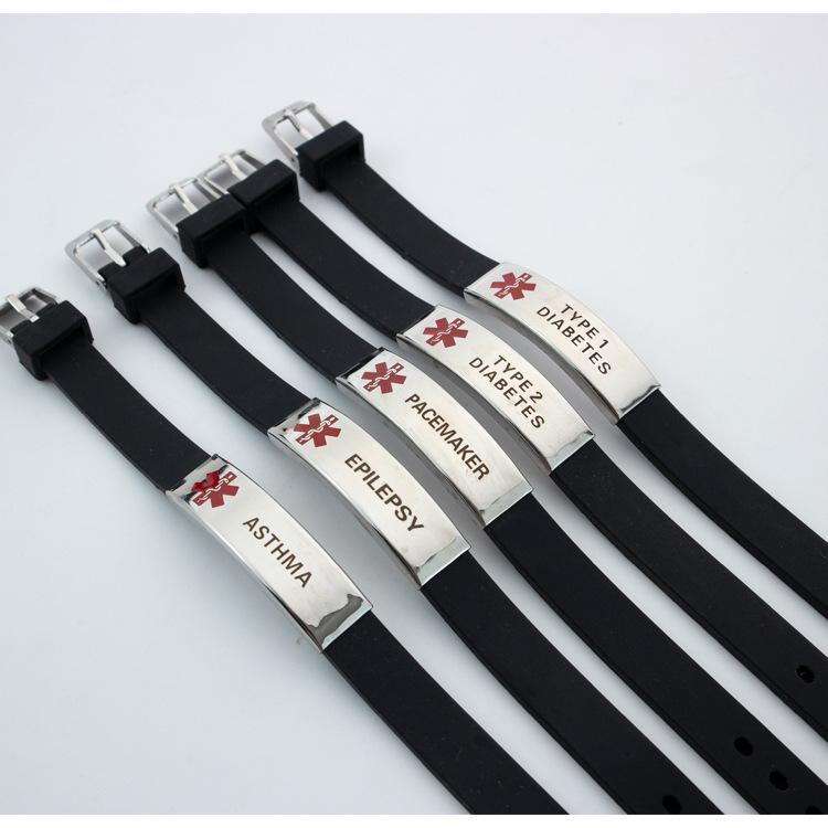 Trendy Medical Alert ID Bracelet Men PACEMAKER Wristband Adjustable Silicone Bracelets For Women Emergency First Aid