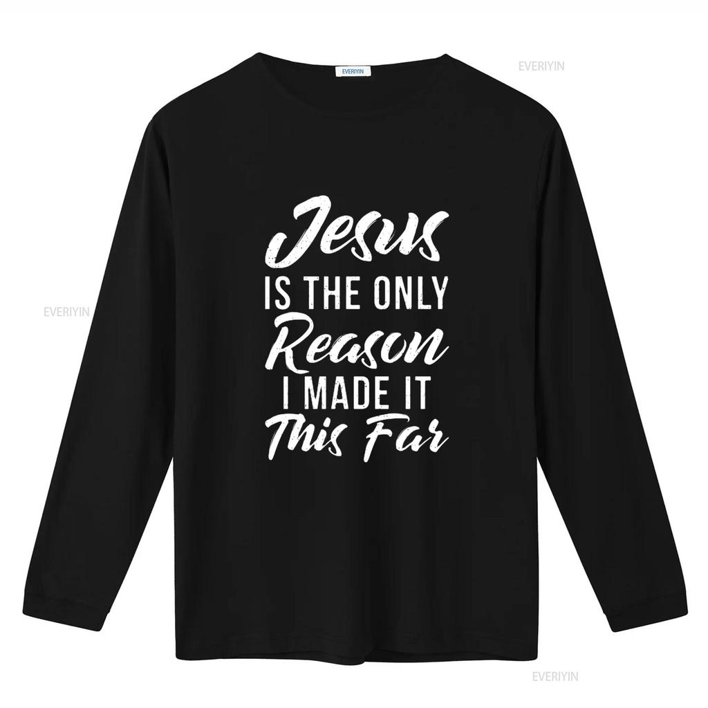 Herren Jesus ist der einzige Grund, warum ich es so weit geschafft habe Gott Religiös T-Shirt Schwarz 2XL Vintage Gewaschenes Oberteil Für Den Alltag