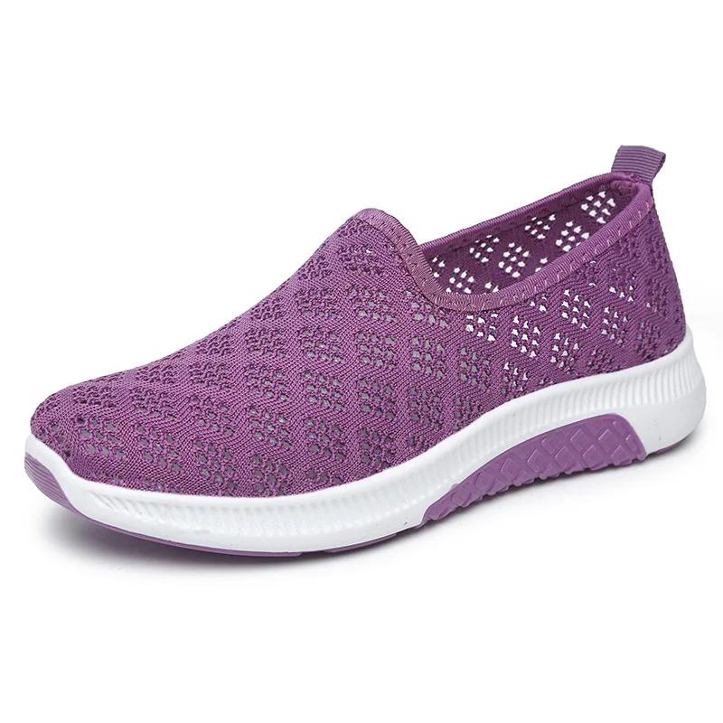  NEW Summer Korean Mesh Comfortable Women Shoes Breathable Hollow Sports Walking Sneakers Casual Flat Ladies Dance Shoes