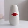 Keramikvase Kreative Rote Lippen Schreibtischdekoration Minimalismus Rote Lippen Porzellan Blumentöpfe Blumenarrangement Florale Vasen