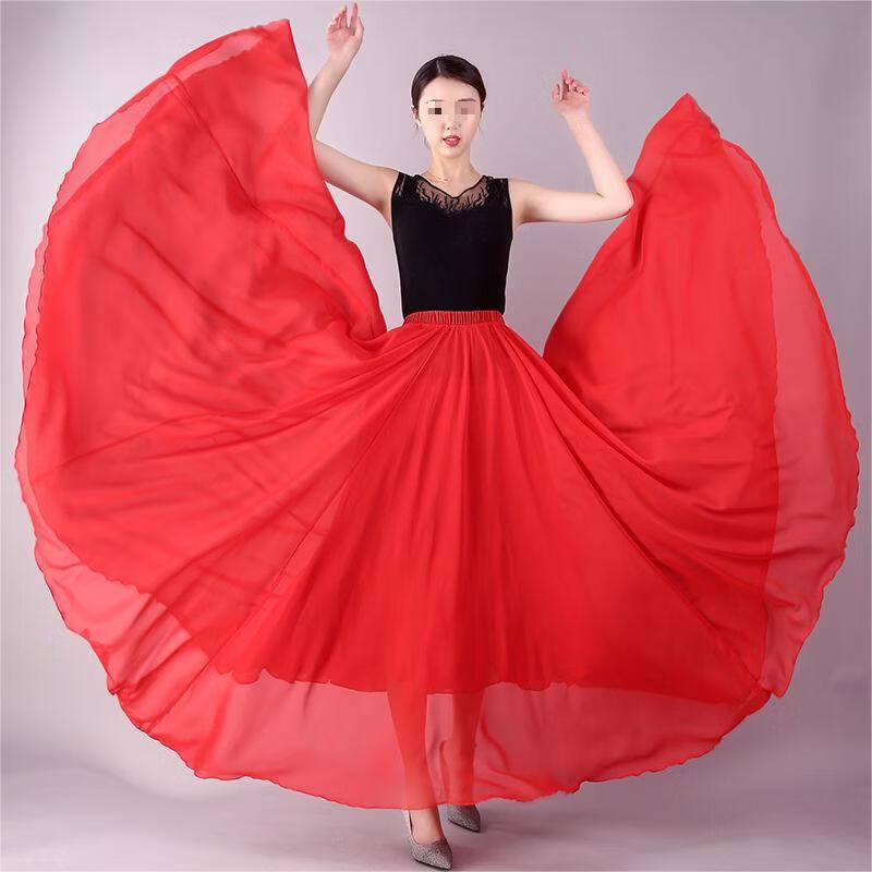 Women s 720-Degree Full Swing Dance Skirt L ярко-красный