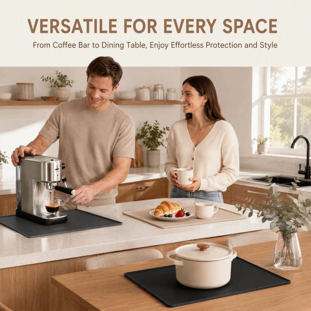 Heat Resistant Silicone Coffee Mat Non Slip Countertop Protector Tray Drying Mat Bar Mat Bar Tools