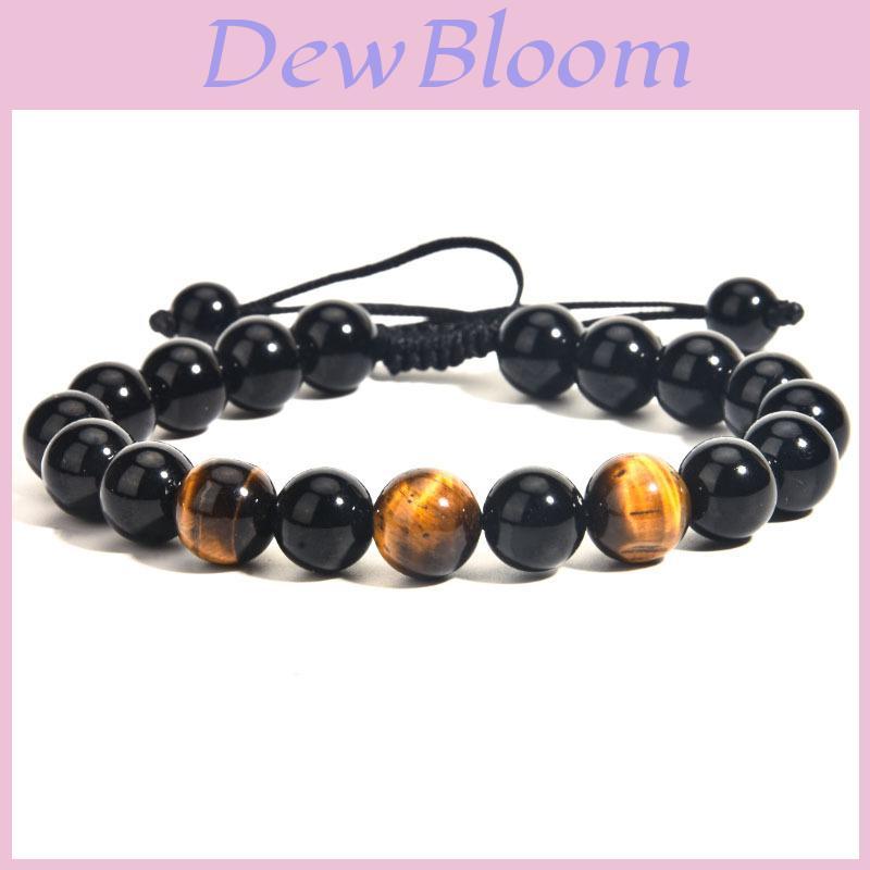 Obsidian Agate Tiger Eye Handmade Mens Beaded Bracelet For Travel Gift