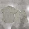 Casual Solid Color Linen Two Piece Sets Mens 2026 Spring Summer Fashion Short Sleeve Shirts and Shorts Outfits Men Linen Suits