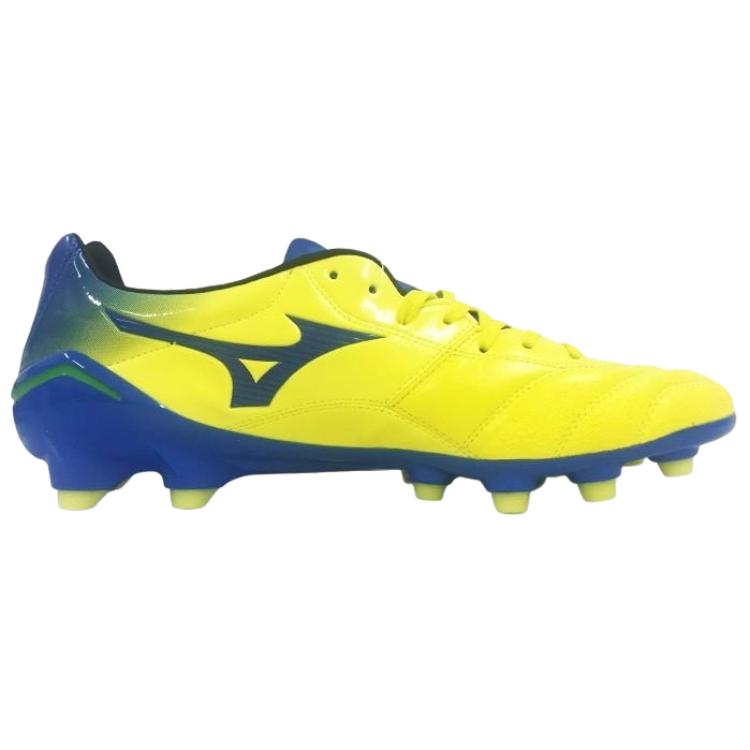 Mizuno Monarcida JP Comfortable Versatile Kangaroo Leather Soccer Shoes Unisex Soccer Shoes Yellow Blue P1GA162045