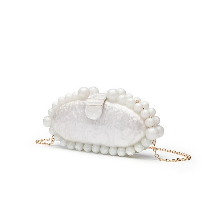 2025 New Elegant Pearl Marble Acrylic Clutch Bag Women Prom Evening Party Egg Shape Handbags Lady Wedding Shoulder Crossbody Bag