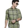 Camisa Casual Masculina Xadrez Slim Fit de Manga Comprida com Colarinho Aberto