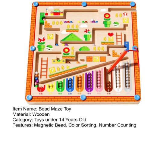 Magnetic Bead Maze Game Color Sorting Number Counting Fine Motor Skills Logic Focus Training Toddlers Boys Girls Kids Educational Moving Bead Toy