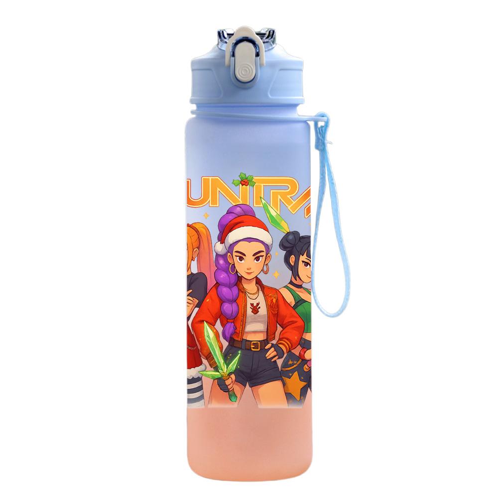 750Ml Water Bottle Anime Christmas K-Pop Demon Hunters Printed Large Capacity Drinking Cup Portable Outdoor Sports Water Cup Children Kid Gift