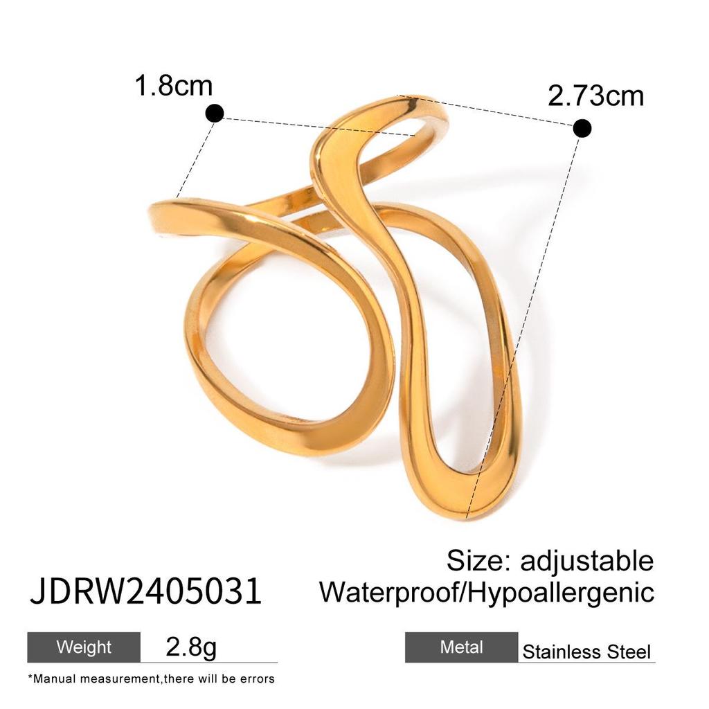 Jieding Stainless Steel Exaggerated Ring - High-end Irregular Design for Women, European and American Style