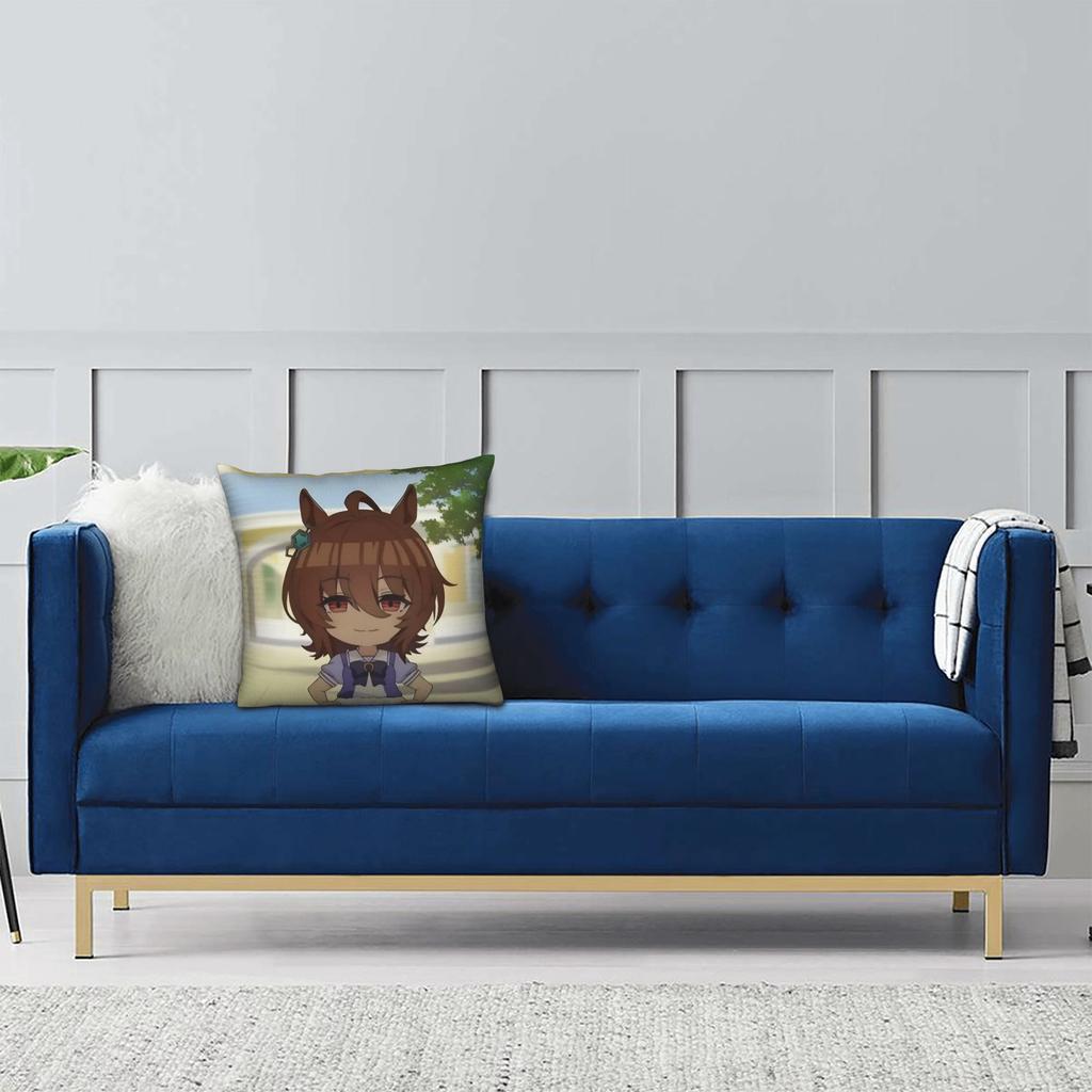 Agnes Tachyon Cute Girl Uma Musume Pillowcase Printing Polyester Cushion Cover Decorative Pillow Case Cover Home Zipper 45X45Cm