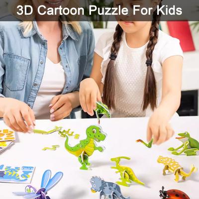25 Stück/Set Kinder 3D Puzzle Spielzeug Cartoon Tier Dinosaurier Flugzeug Kognition 3D Puzzle Zusammenbau Lernspiel-Set Kleinkinder Jungen Mädchen Geschenk