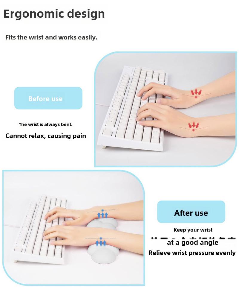 Vendita Calda Supporto da Polso in Memory Foam a Tinta Unita per Tastiera per Digitazione su Desktop