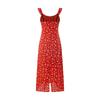 Spring French Flying Sleeves Floral Dress Seaside Long Dress Summer Island Vacation Suspender Dress Red Skirt