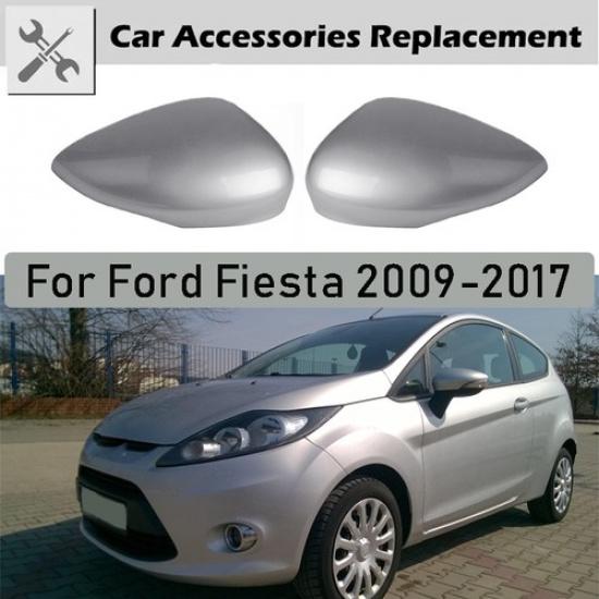 Fits 2011~17 Ford Fiesta LH+RH Door Side Rearview Mirror Cover Caps Trim Silver