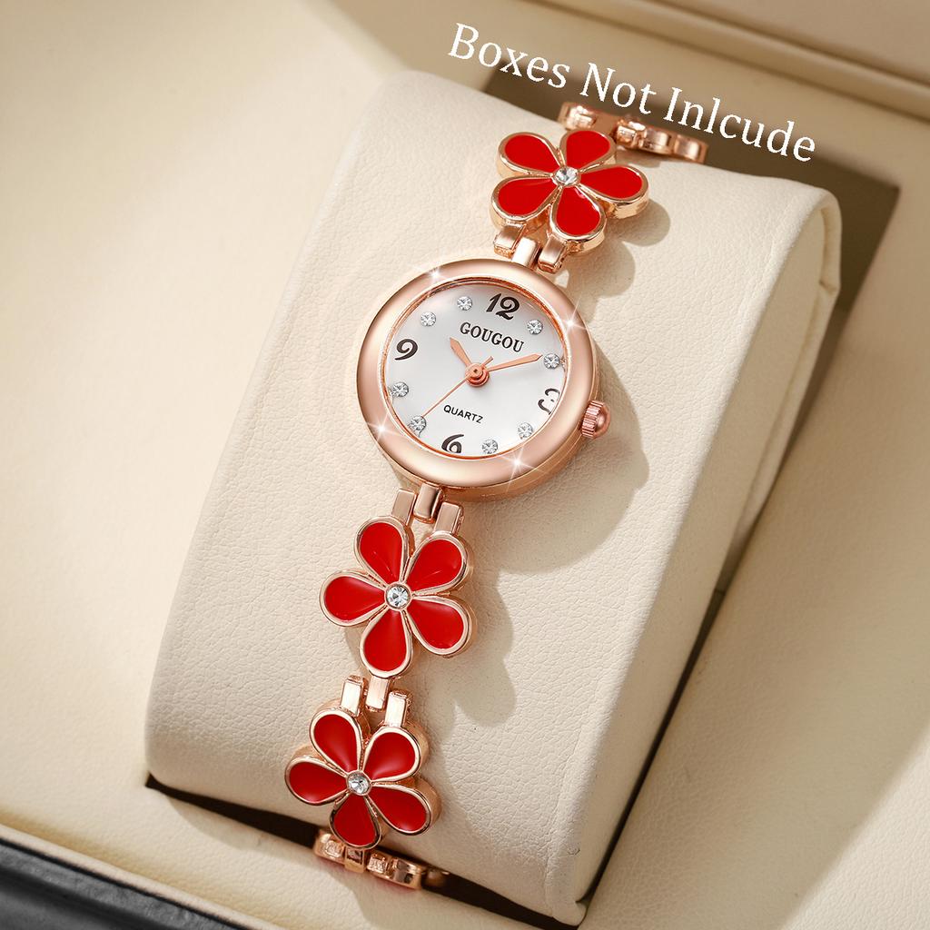 Fashion Flower Bracelet Strap Women Watches Ladies Diamond Arabic Numeral Dial Wristwatches Reloj Mujer