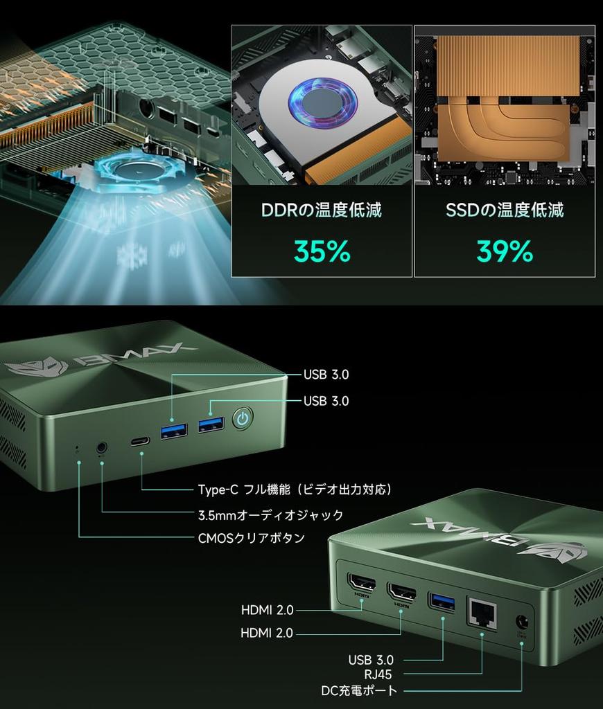 Intel Core i3 Mini-PC mit NVMe SSD Schneller als Dreifach-Dual-Kupferlüfter HDMI x 2 Kabelgebunden Neuestes Windows 11 Pro CD Kein TPM 12GB+512GB (3x SATA), Anzeige,