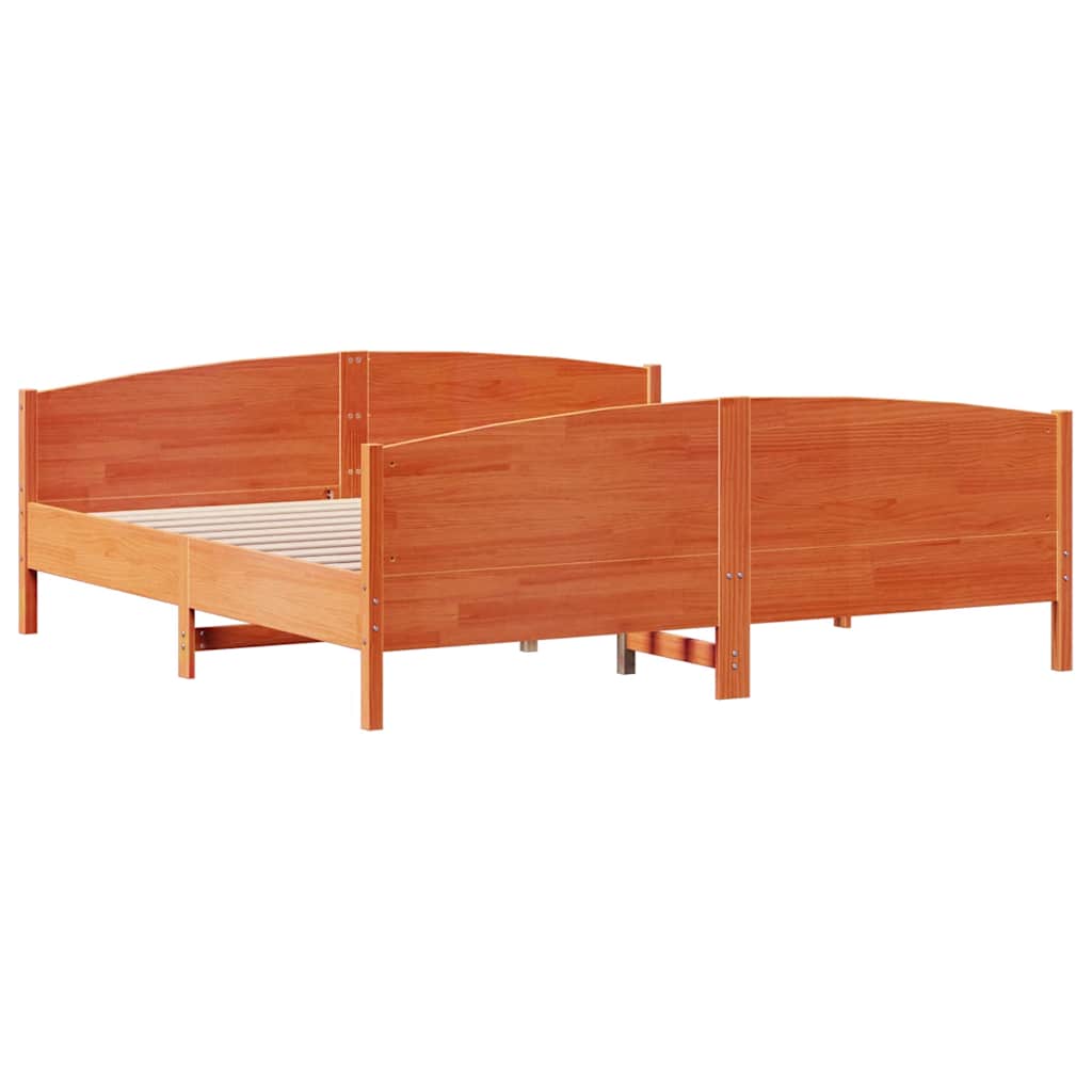 Vidaxl Bed Without Mattress, Waxed Brown, 200X200 Cm, Pine Wood