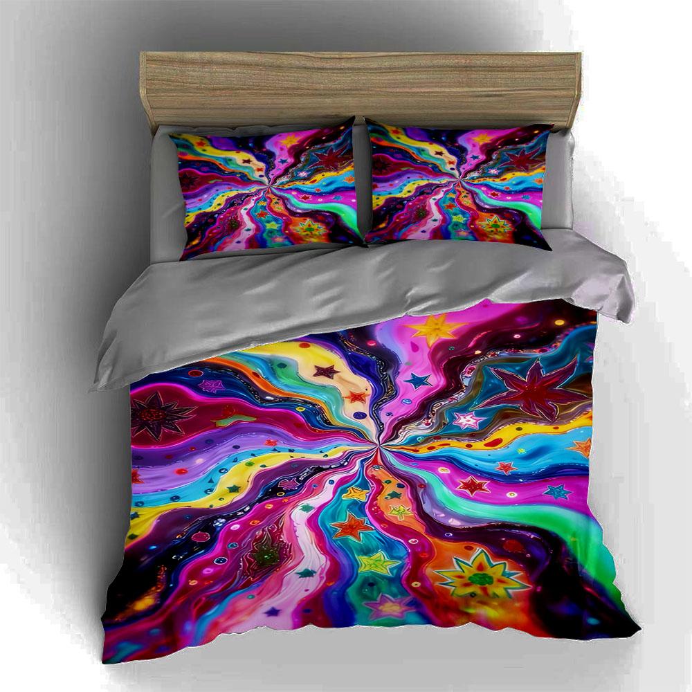 Colorful, swirling, stars. Bedding Duvet cover sets Duvet covers Pillowcases gifts (1 * Duvet Cover 2 * Pillowcases, without duvet insert)