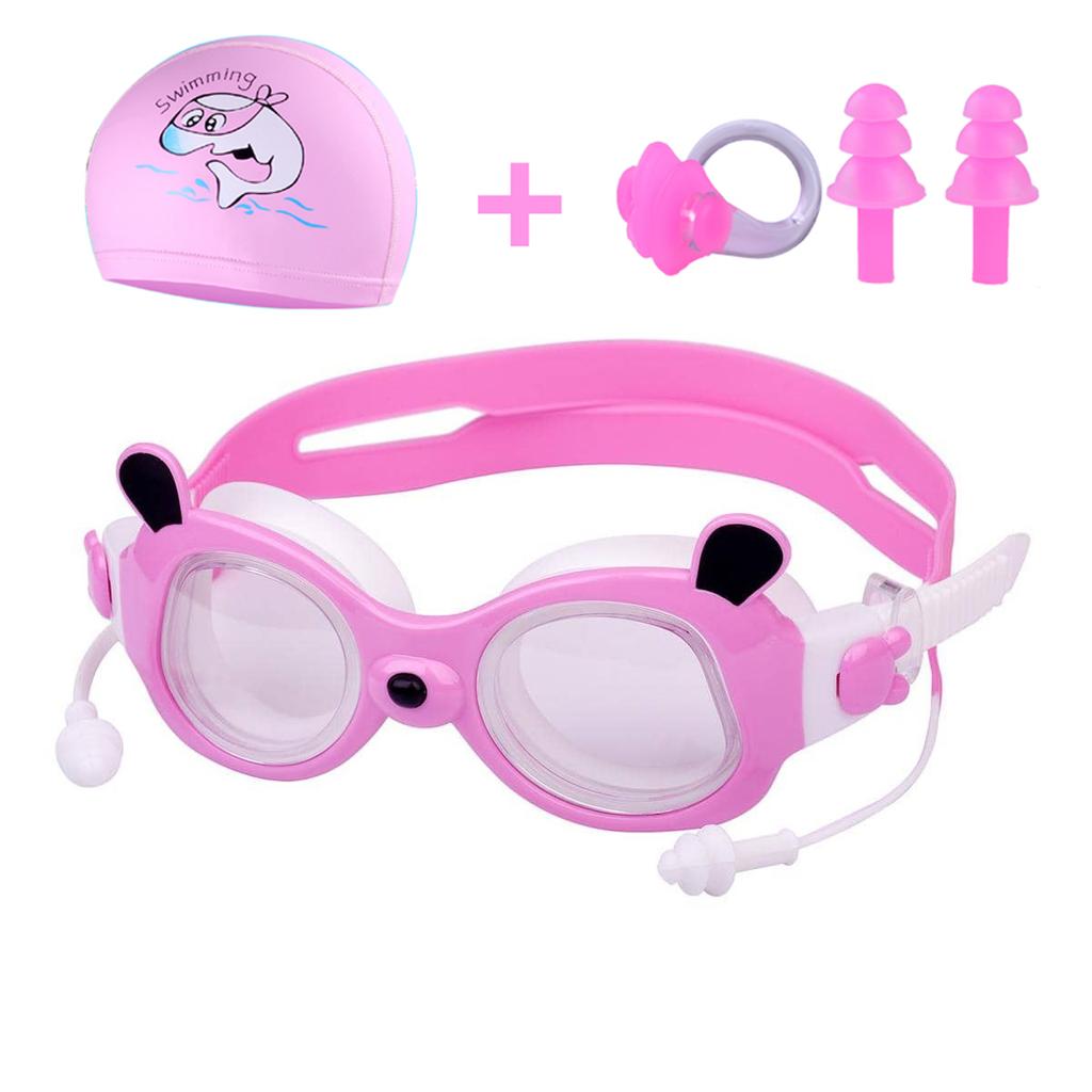 Panda kids anti-fog swimming goggles swimming goggles HD anti-fog big frame swimming goggles swimming cap set