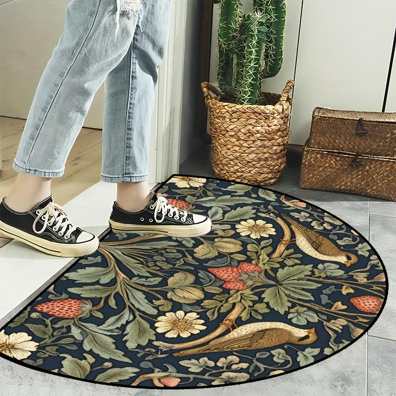 

Modern Artistic Semi-Circular Area Rug - Vibrant Animal Print & Ethnic Mandala Decor - Soft Non-Slip 2D Printed Throw Mat for Indoor Outdoor Home Gift 40X60CM