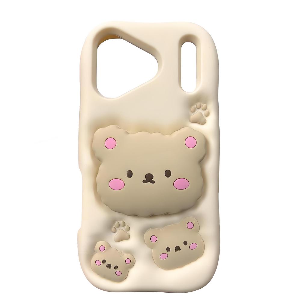 Pro iPhone 17 / 17 Pro / 17 Pro Max Roztomilý kreslený 3D měkký silikonový kryt na telefon