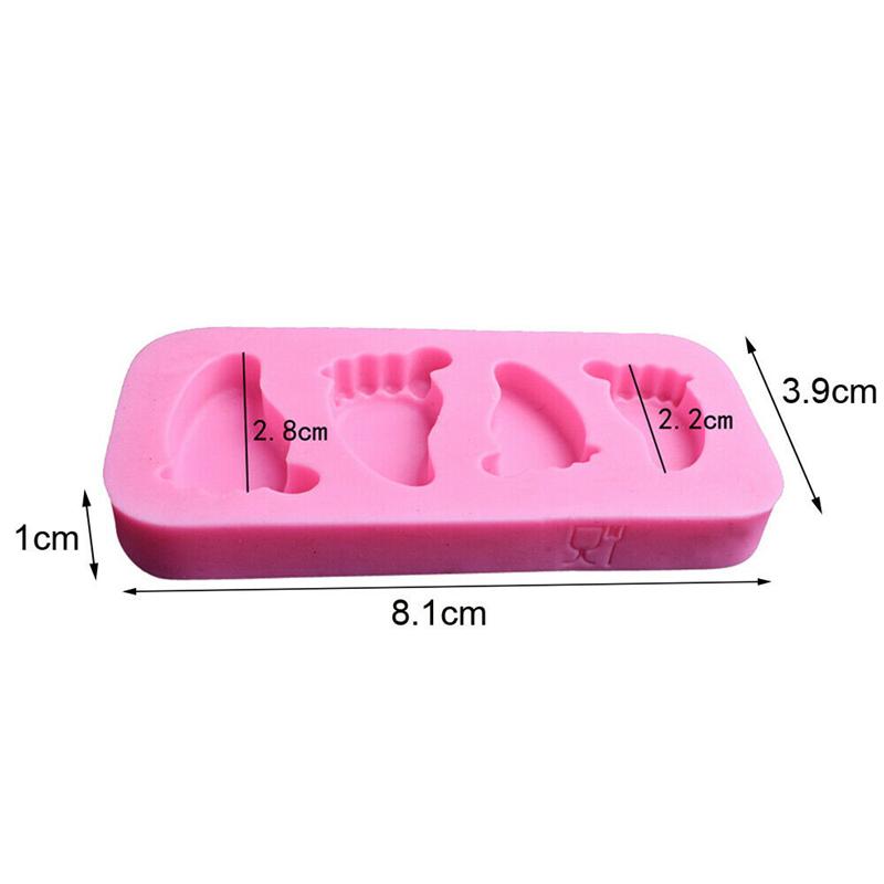 4 Hole Cute Baby Feet And Shoes Silicone Fondant Cake Mold Baby Shower 3D Kitchen Baking Mold Cake Decorating Moulds
