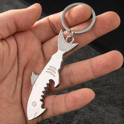 1Pc Shark Bottle Opener Keychain Shaped Zinc Alloy Beer Bottle Opener Women Men Key Ring Unique Creative Gift