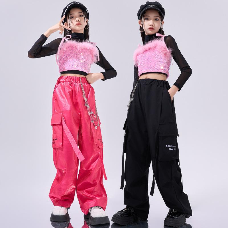 Kostiumy Jazzowe dla Dziewcząt Są Modne I Modne Jazzowy Pokaz Mody Kostiumy do Grupowego Tańca Dziewczęcego Kostiumy do Street Dance dla Dzieci