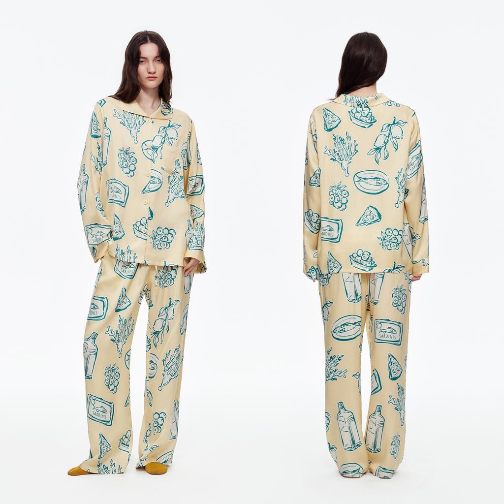 Pajamas custom-printed pajamas comfortable long-sleeved trousers set women's loungewear women's custom-made