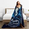 1pc Fantasy Dragon and Wolf Print Thickened Flannel Blanket Warm Skin-friendly Soft Sofa Bed Blanket Suitable for All Seasons