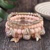 Bohemian Bracelet Leaf Ethnic Style Pendant Elastic Rope Beaded Multi-layer Bracelet